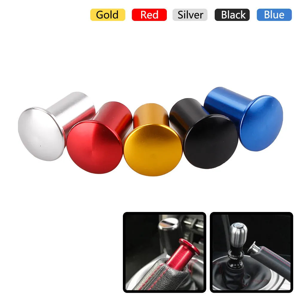 Aluminium alloy handbrake release button cap for car modification in five colour options.