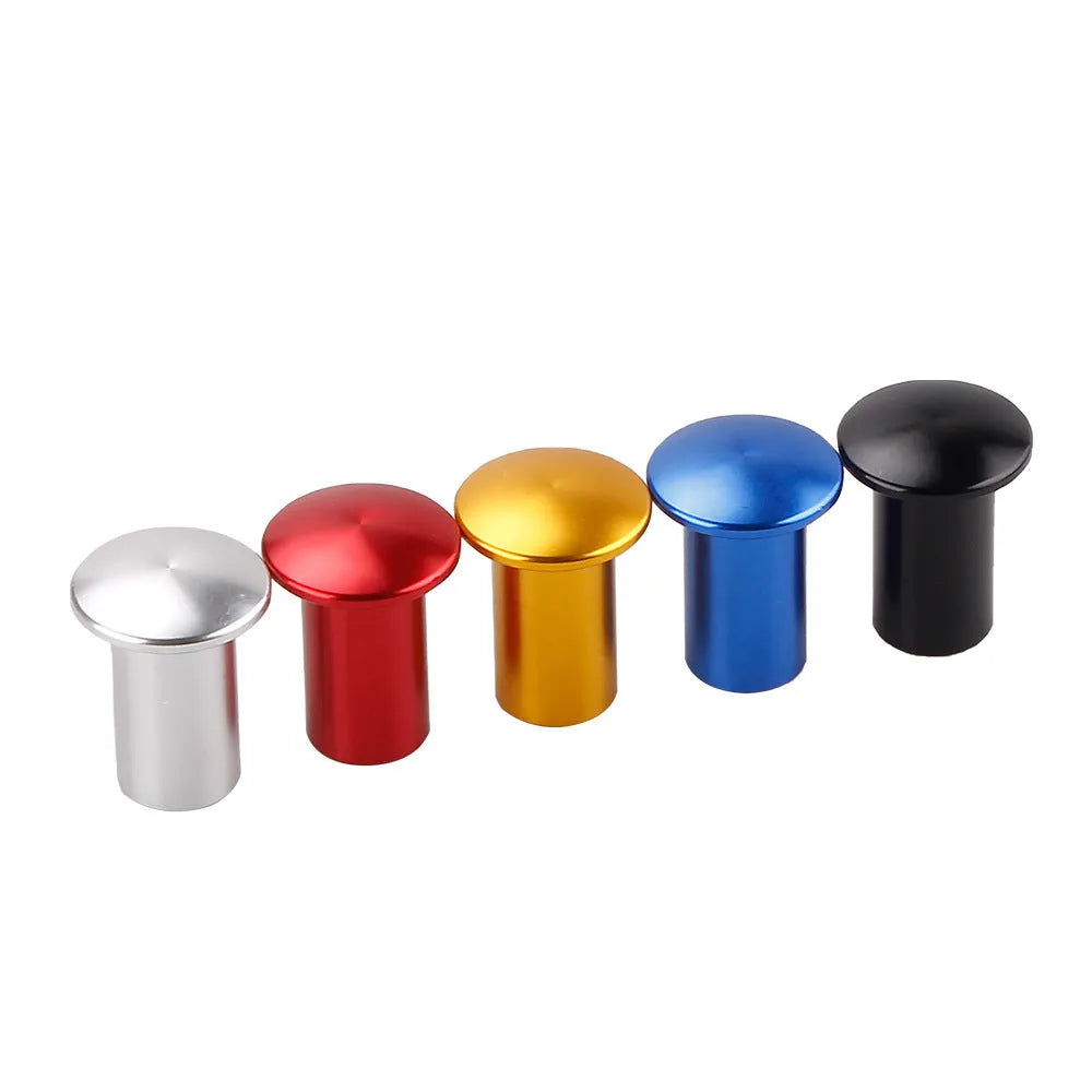 Aluminium alloy handbrake release button cap for car modification in five colour options.
