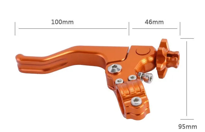 Universal aluminium motorcycle two-finger clutch lever shown in multiple colour options.