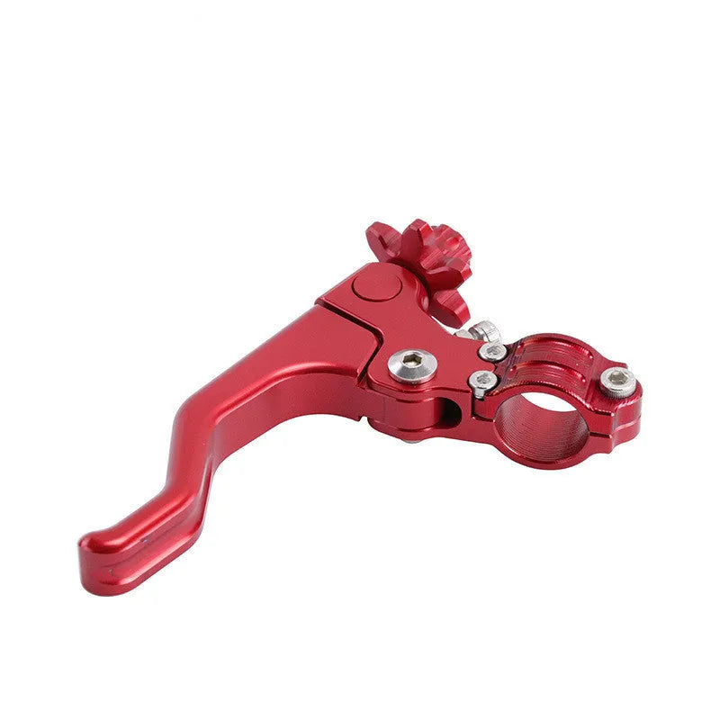 Universal aluminium motorcycle two-finger clutch lever shown in multiple colour options.