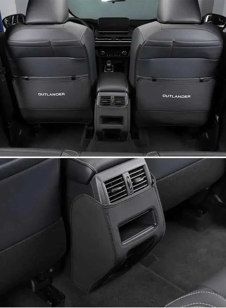 Three-piece leather anti-kick pad set for 2023 Mitsubishi Outlander seat protection