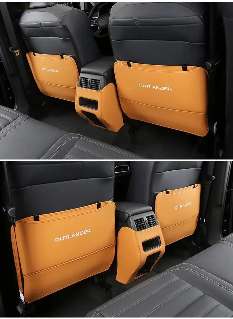Three-piece leather anti-kick pad set for 2023 Mitsubishi Outlander seat protection