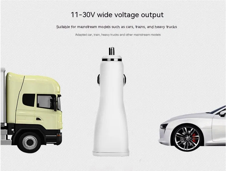 White QC30 USB car fast charger with QC2.0 certification for vehicle smartphone charging