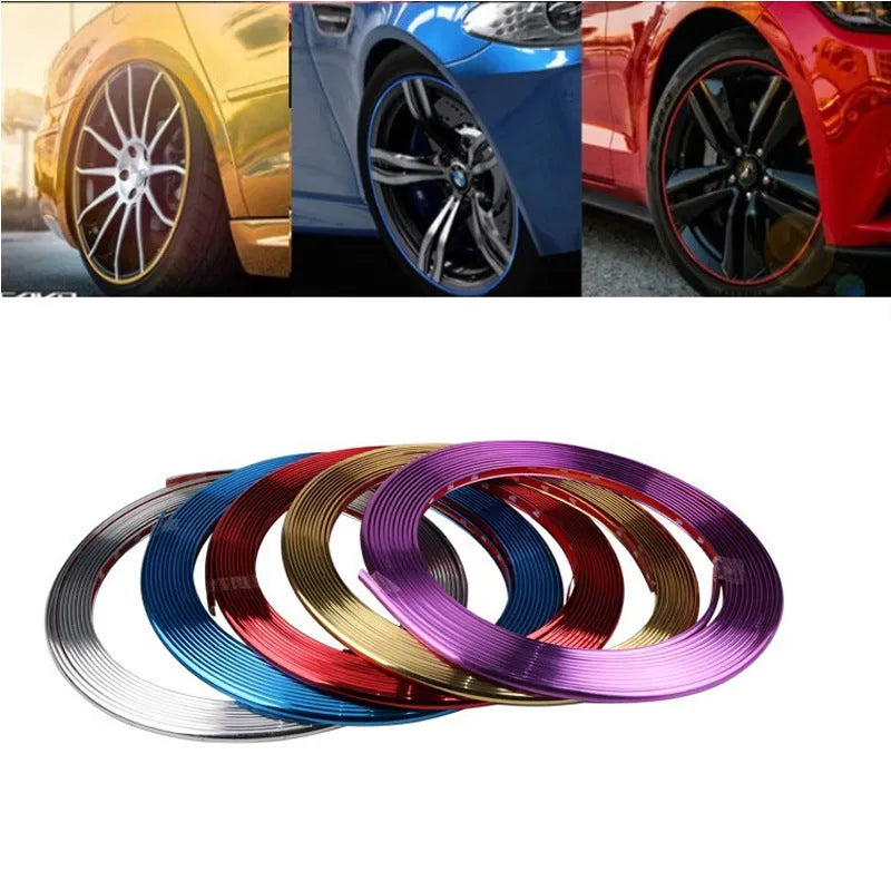 Galvanized purple PVC wheel trim roll for car decoration and protection, 8 metre length