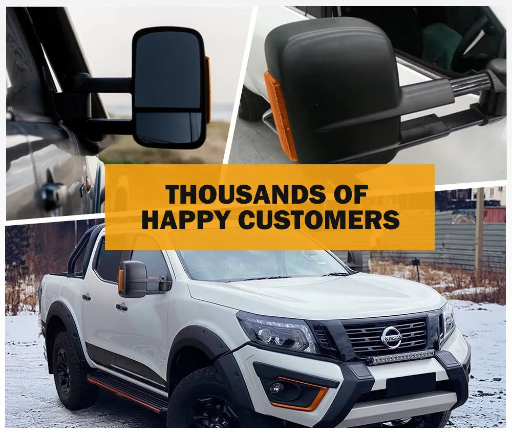 Black electric exterior rear vision mirror with indicator light for Nissan Navara NP300 D23