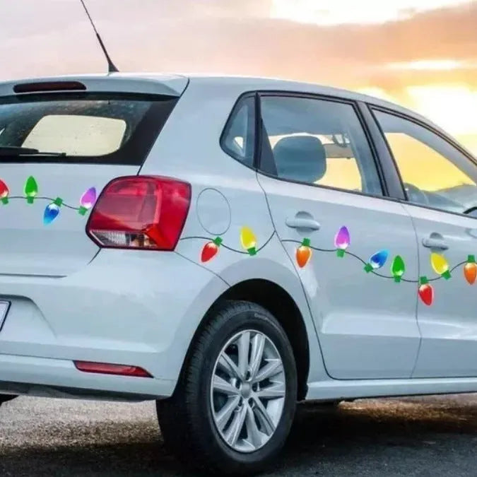 Magnetic Christmas light bulb reflective decoration set with 24 bulbs and 12 wires for car refrigerator garage
