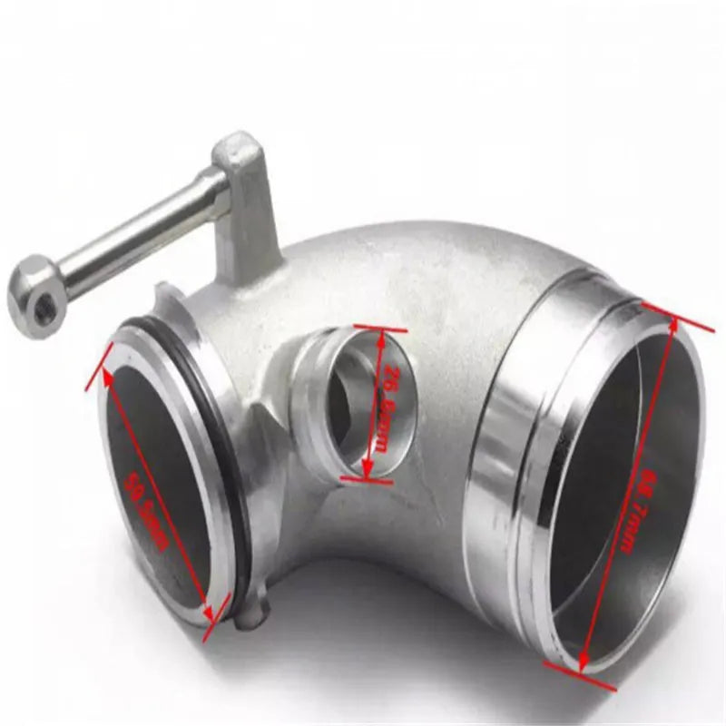 Aluminium alloy 90-degree turbo pipe elbow for lateral engine positioning