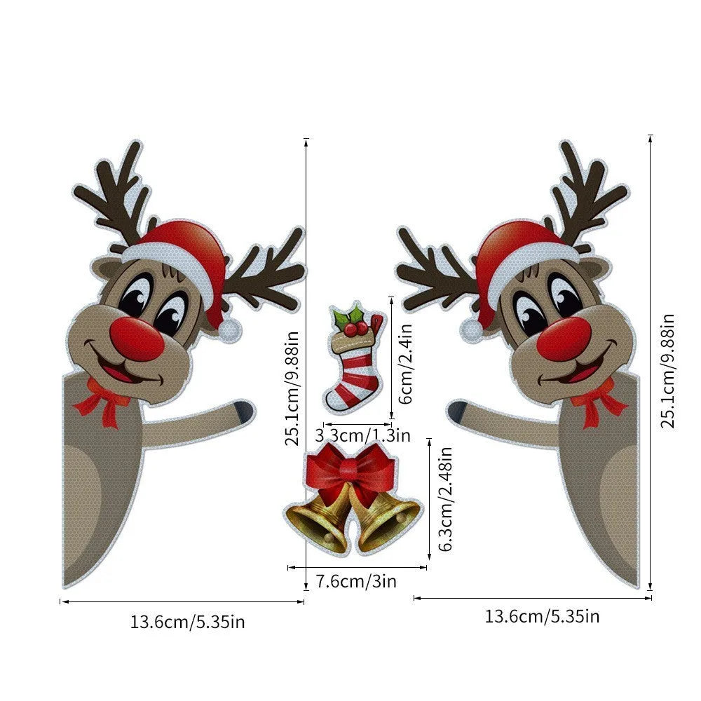 Christmas elk bell cartoon design magnetic reflective bumper stickers for vehicle decoration