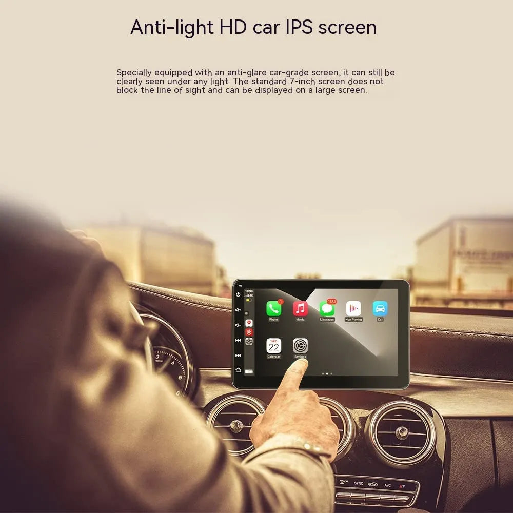 Wireless Carplay GPS car navigator with 7 inch OLED screen and suction cup mount