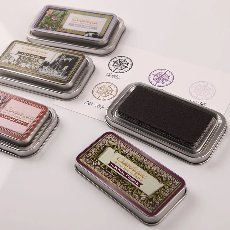 Rectangular quick-drying stamp pad for DIY rubber stamps in five colour options