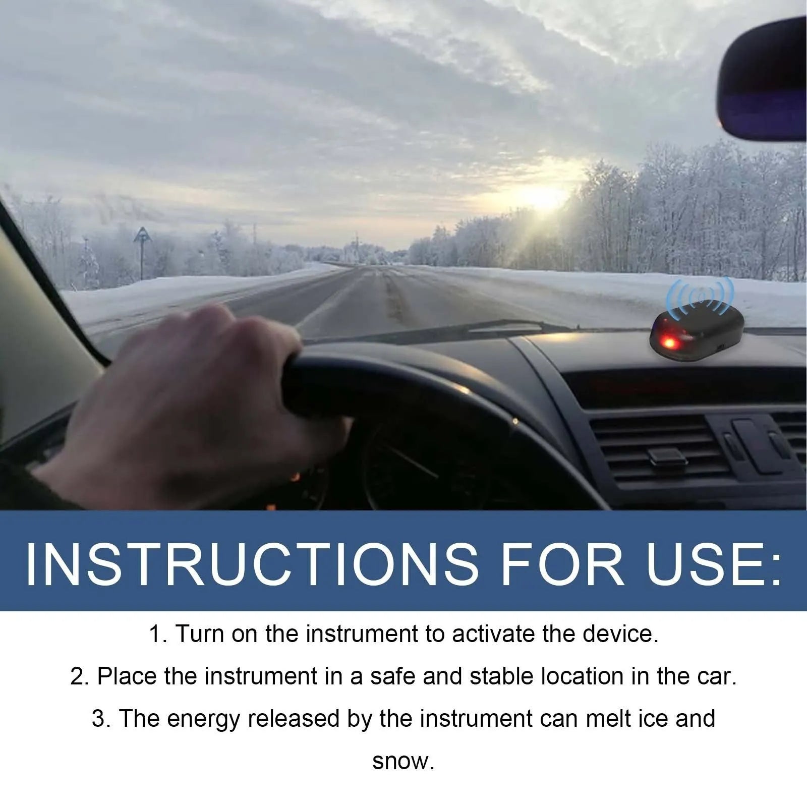Black ABS plastic car snow removal tool for windscreen defrosting measuring 5cm long