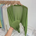 Linen blend blouse with long lantern sleeves and hollow-out design in multiple colour options