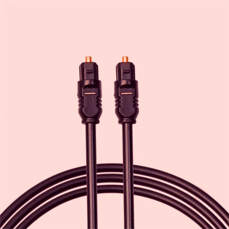 Black Toslink digital optical audio cable with 4mm square connectors, 2 metre length
