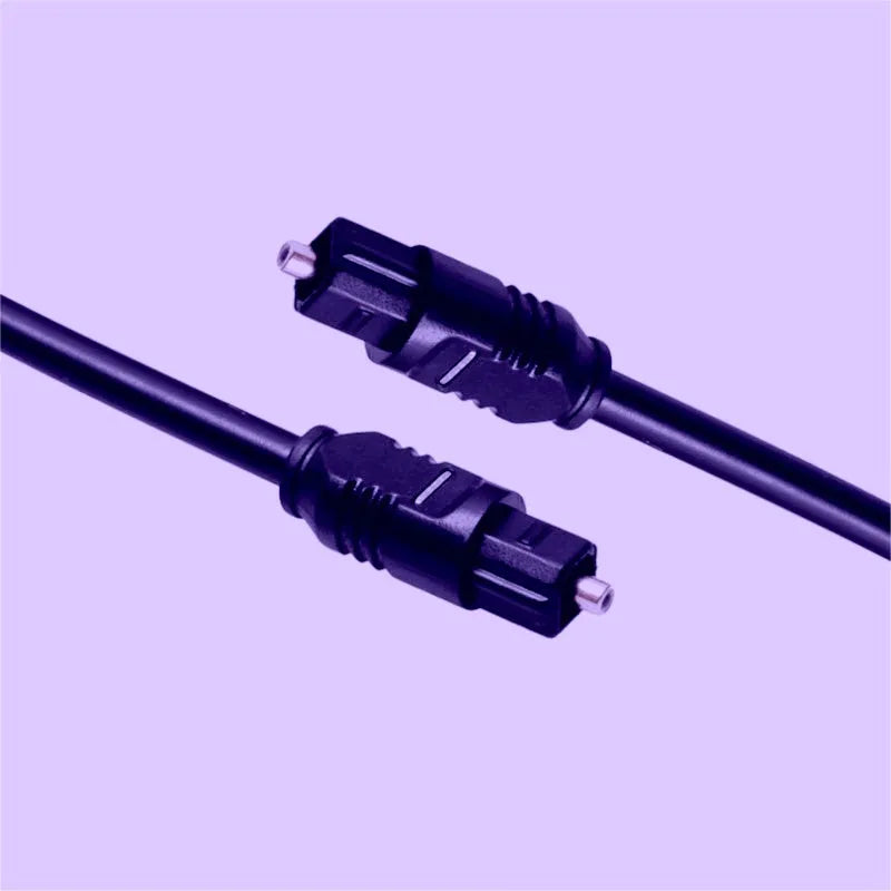 Black Toslink digital optical audio cable with 4mm square connectors, 2 metre length
