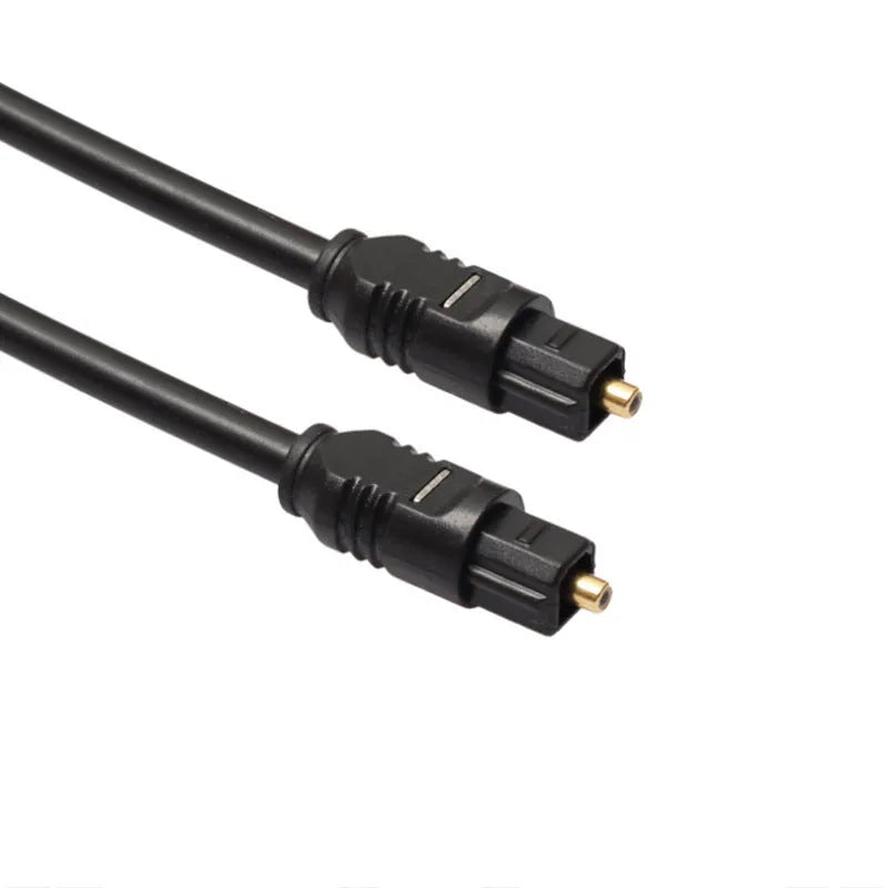 Black Toslink digital optical audio cable with 4mm square connectors, 2 metre length