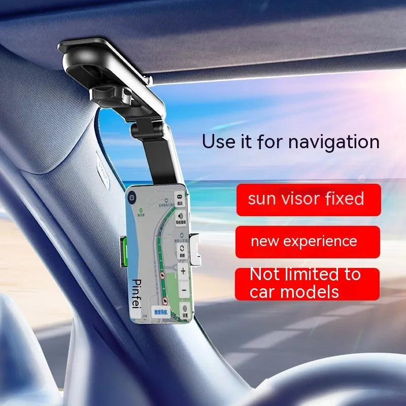 Car mobile phone bracket in black and green attached to car air vent