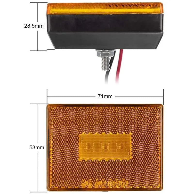 Red and yellow LED trailer side marker clearance lamp with 19cm cable.
