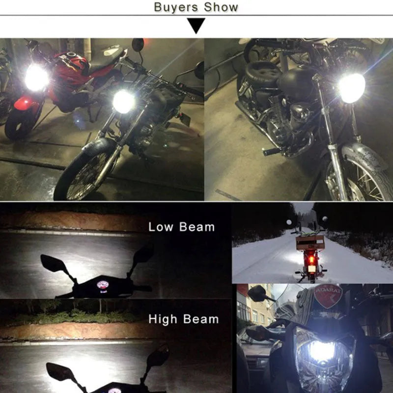 Motorcycle LED headlight unit with aluminium housing for BA20D and H4 fittings