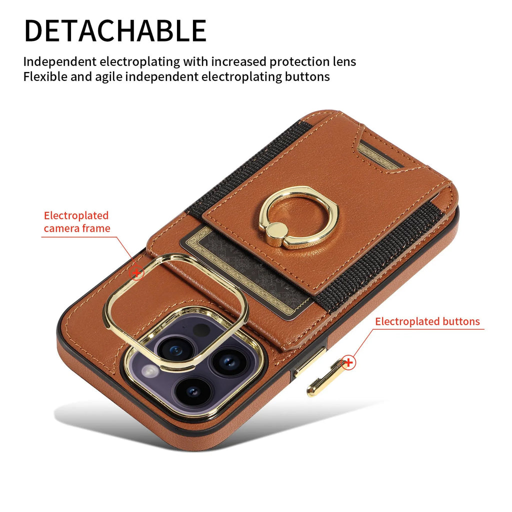 Imitation leather magnetic wallet phone case with card slot and kickstand for iPhone, colour options