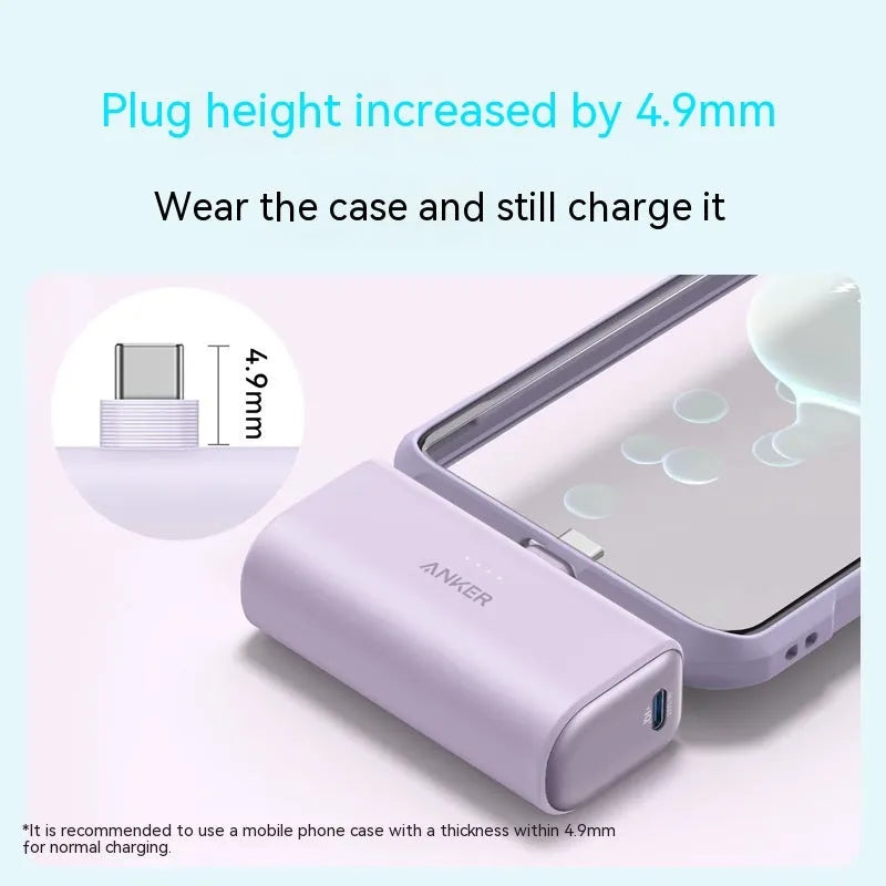 Compact capsule power bank in multiple colours showing USB-C port and foldable connector