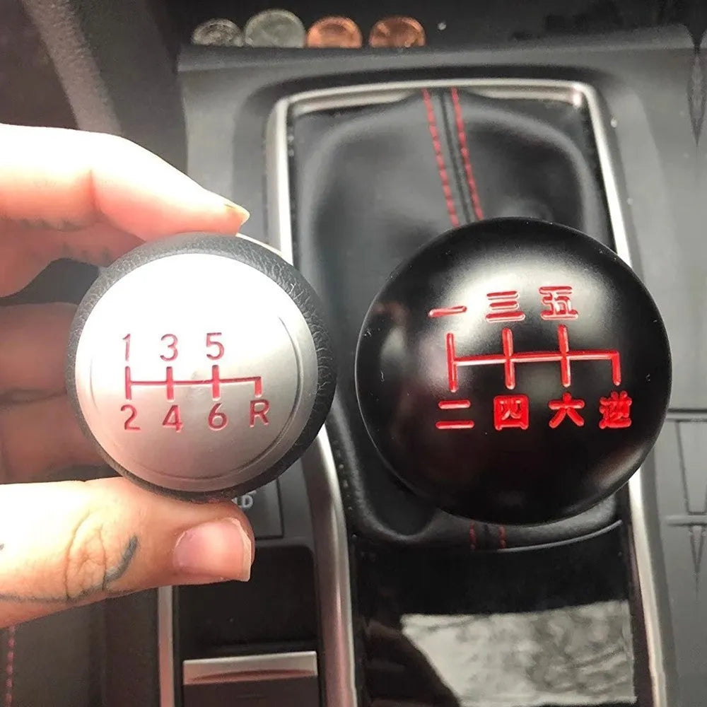 Aluminium alloy car gear shift head in one of five colour options for general modified vehicle fitment.