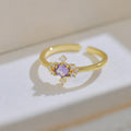 French style copper open mouth split ring with purple zircon stones for women