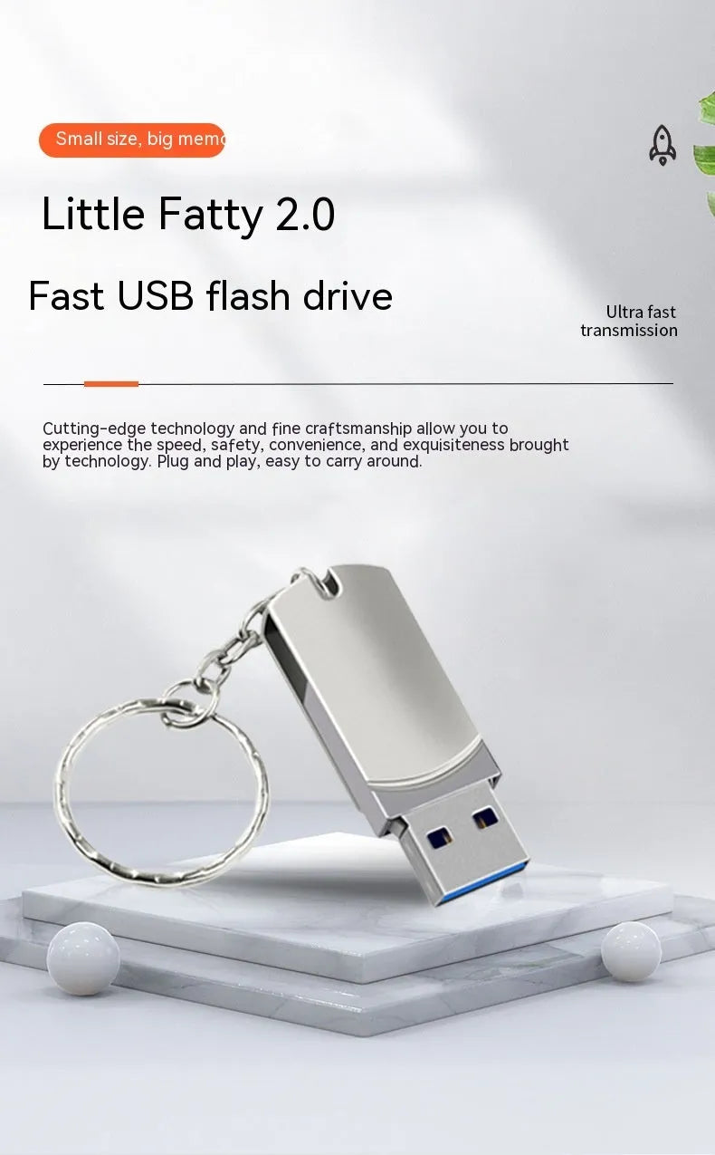 White metal rotation USB flash drive with small fat design showing extended connector