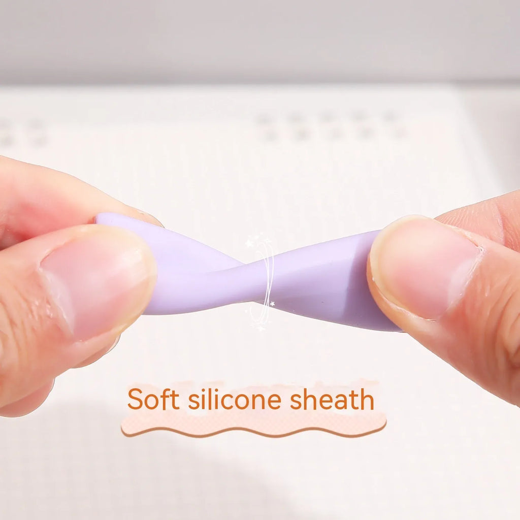 Macaron series press gel pen with 0.5mm tip in smoked brown, pink, or white ink options.