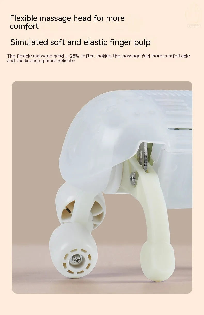 Milky white rechargeable shoulder and neck massager with infrared physiotherapy for cervical spine relief
