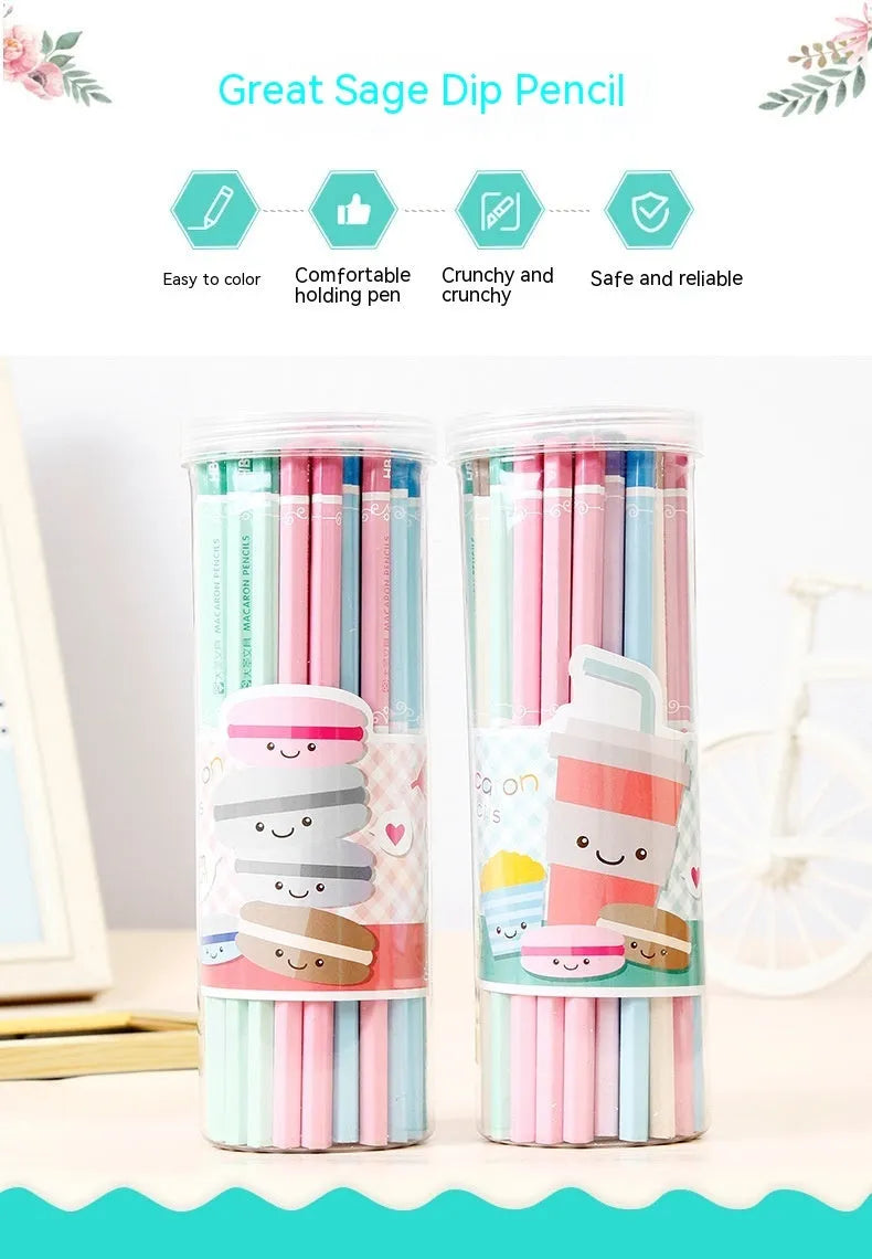 Basswood thermal transfer pencil with six angle rod design and HB hardness graphite in barrel packaging