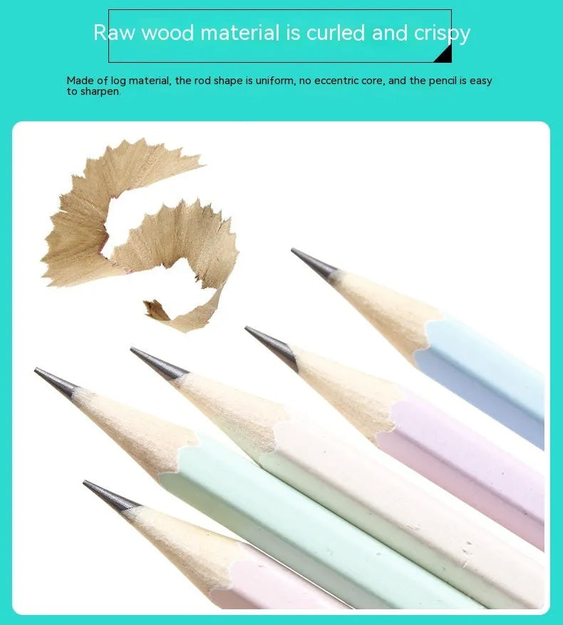 Basswood thermal transfer pencil with six angle rod design and HB hardness graphite in barrel packaging