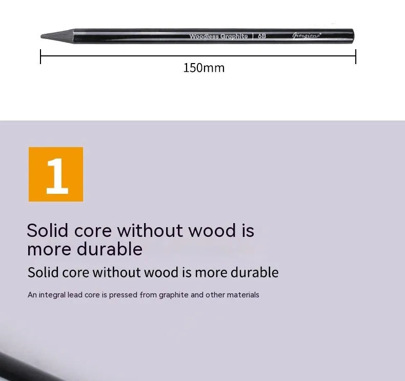 Set of nine wooden drawing pencils on a suction card, containing six graphite and three carbonized pencils for artist sketching.