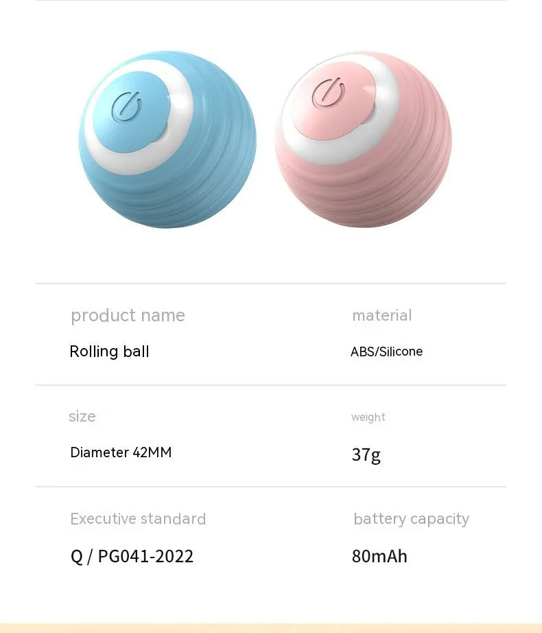 Rechargeable automatic bouncing smart cat toy ball in blue silicone