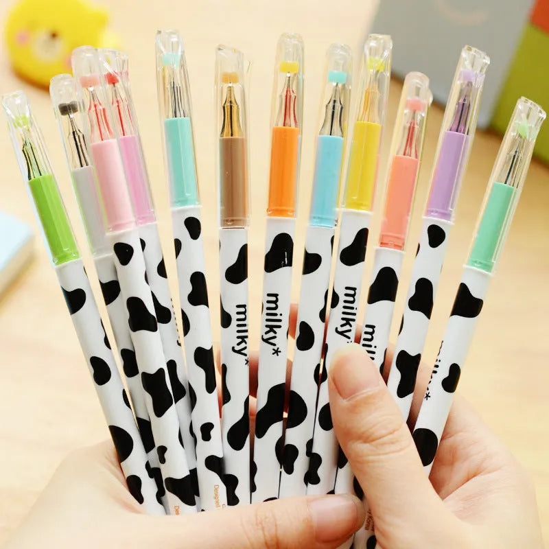Cow colour gel pen set with 0.38mm tips and 12 different colour refills