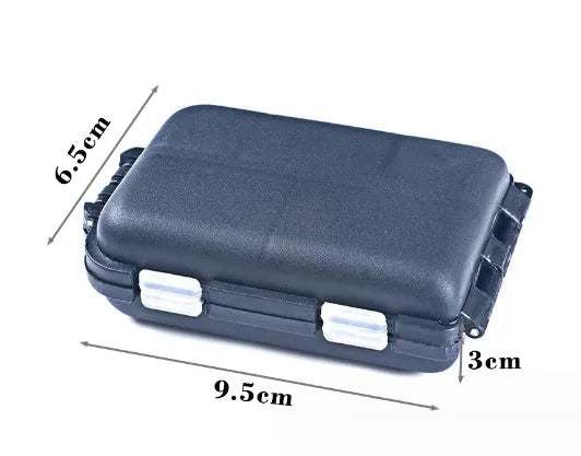 Plastic fishing tackle storage box with 10 compartments in black colour