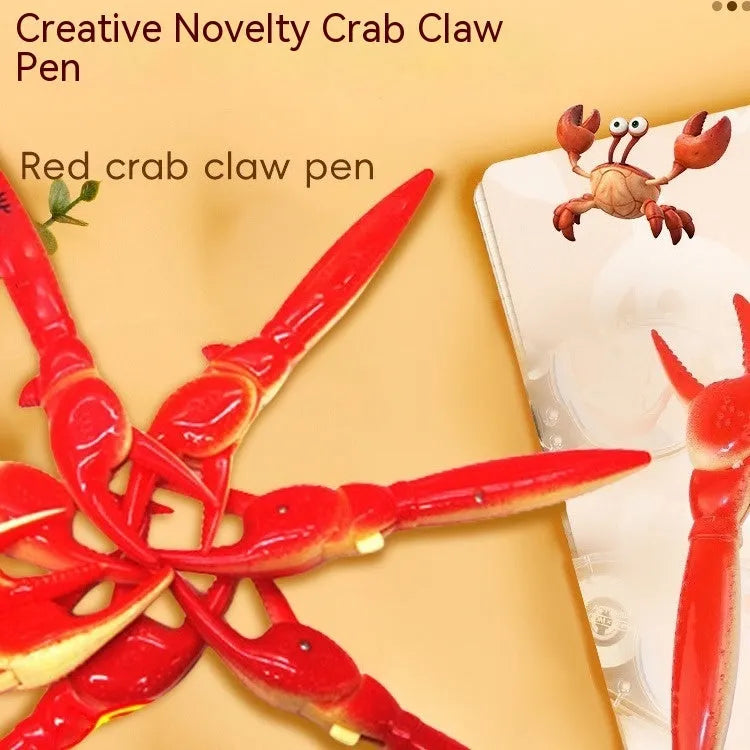 Crab-shaped novelty ballpoint pen showing the pressing can clip mechanism on one claw