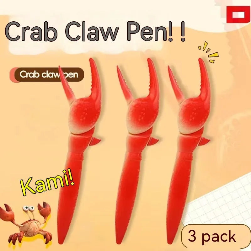 Crab-shaped novelty ballpoint pen showing the pressing can clip mechanism on one claw