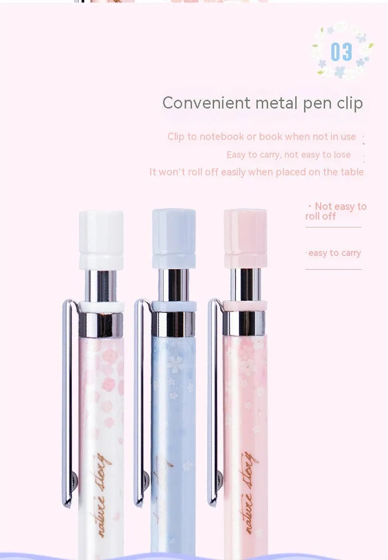 Three automatic pencils with cartoon Sakura law design and HB refill boxes