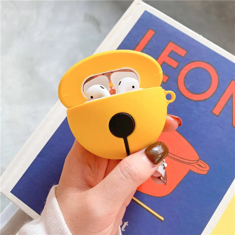 Bright yellow silicone case for AirPods 1 and 2 generation with bell-shaped design