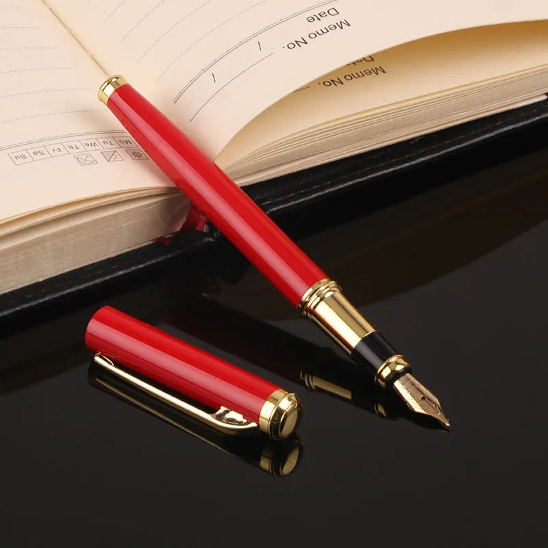 Metal fountain pen with 0.5mm iridium nib in red or black colour options