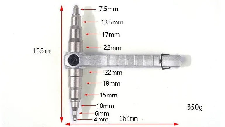 Manual tube expander tool for air conditioning refrigeration systems with 6-22mm expansion range