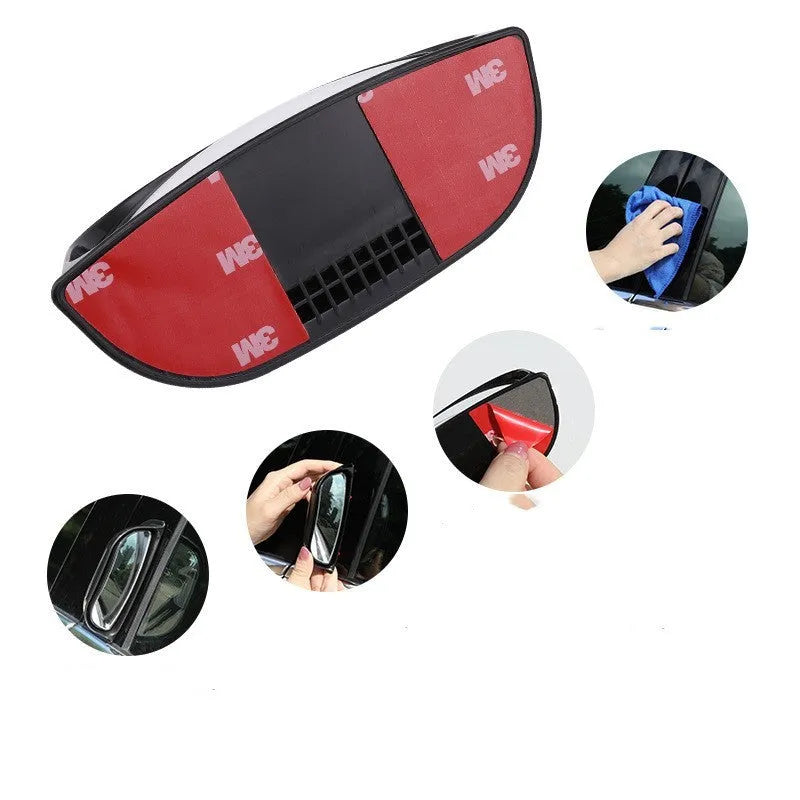 Black and white universal wide angle two-row convex car rear view mirror measuring 126mm