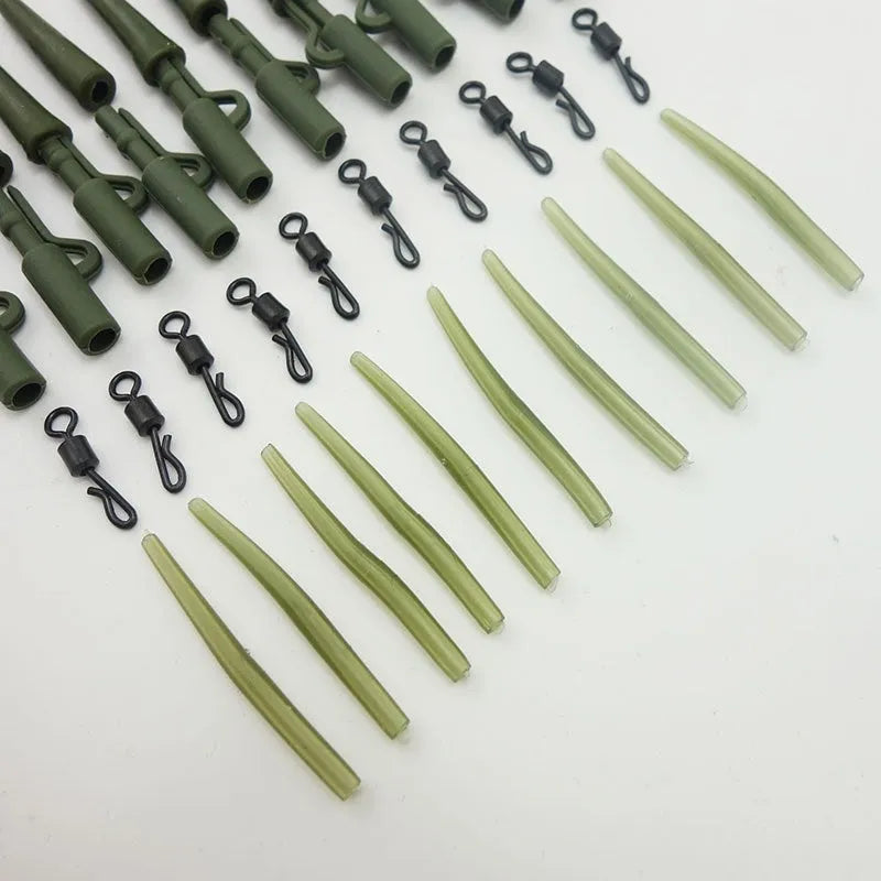 40 piece carp fishing gear accessories set in grass green colour made from ABS alloy copper