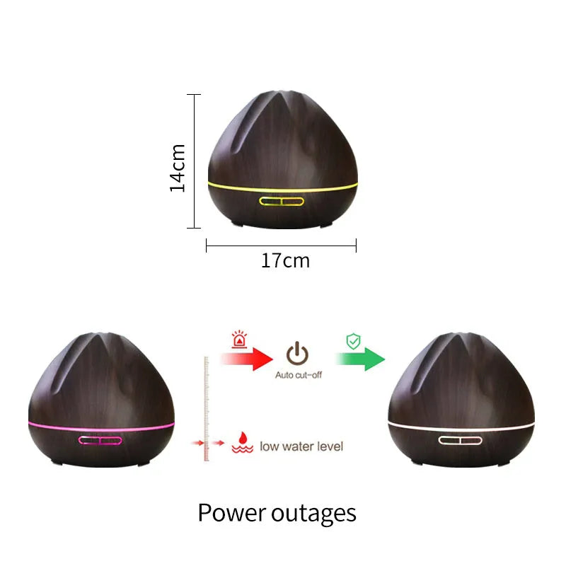 500ml air humidifier aromatherapy machine in light wood finish