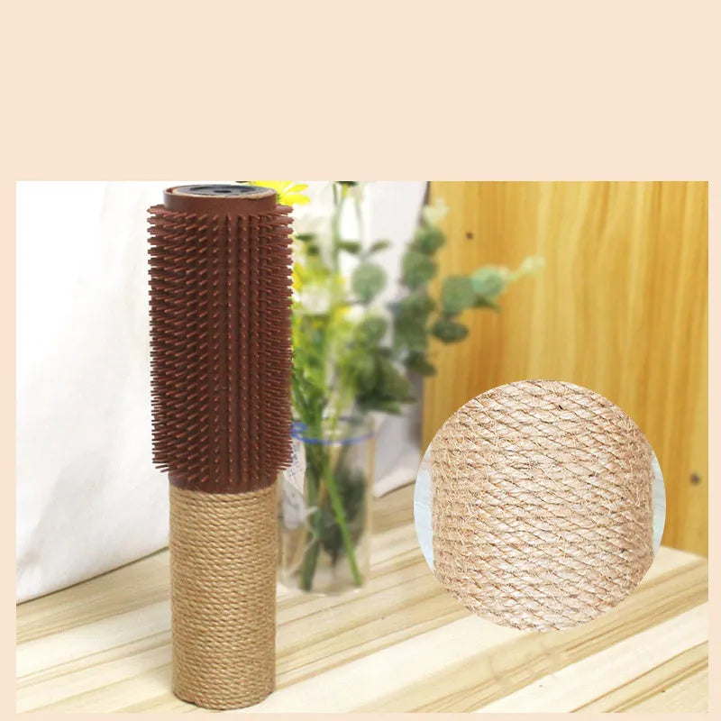 Brown or grey sisal cat scratching post measuring 30cm tall