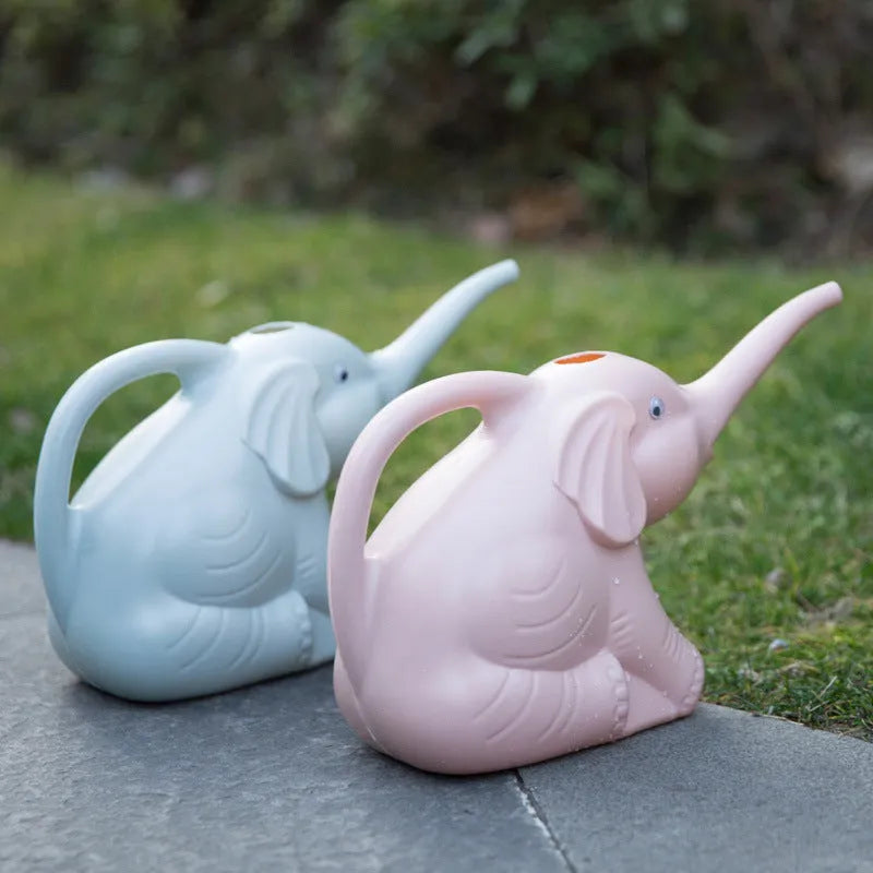 Elephant-shaped pink children's watering can with long nozzle for garden watering