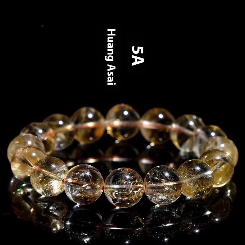 Natural yellow citrine bead bracelet showing single-circle and three-circle design options.