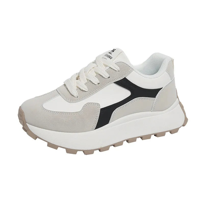 Women's flat sole sports running shoes in card black colour with lace-up front