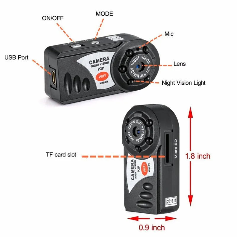 Black wireless wifi security camera with LCD screen and optical zoom lens