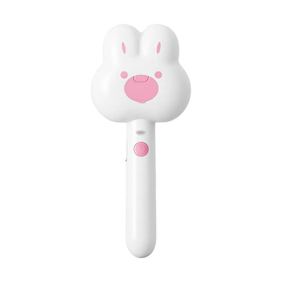 Cat steam brush grooming tool with cartoon design showing hot spray function and self-cleaning mode